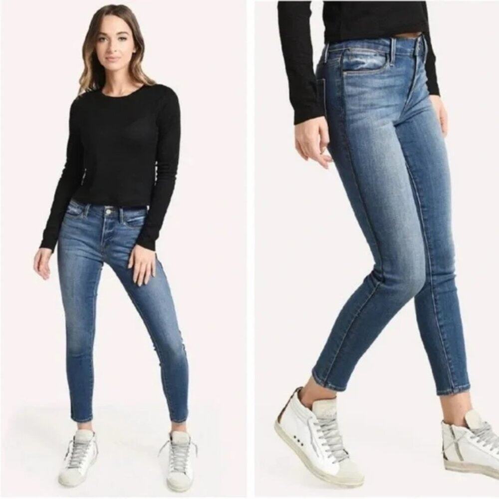 FRAME Denim Le High Skinny Tux Piping Serrano Wash size 27